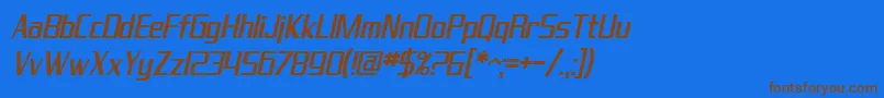 Police SF Theramin Gothic Condensed Oblique – polices brunes sur fond bleu