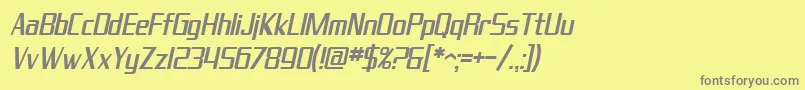 Police SF Theramin Gothic Condensed Oblique – polices grises sur fond jaune