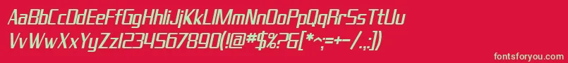 フォントSF Theramin Gothic Condensed Oblique – 赤い背景に緑の文字