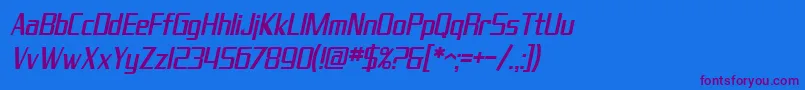 Czcionka SF Theramin Gothic Condensed Oblique – fioletowe czcionki na niebieskim tle