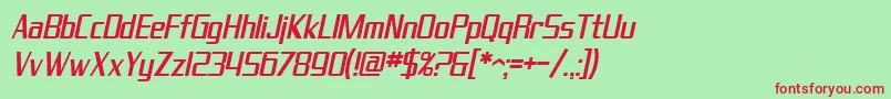 SF Theramin Gothic Condensed Oblique Font – Red Fonts on Green Background