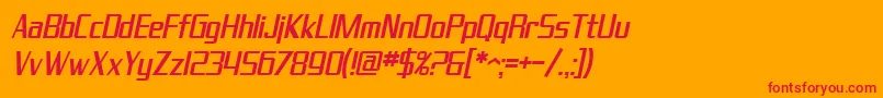 SF Theramin Gothic Condensed Oblique Font – Red Fonts on Orange Background