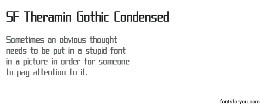 Überblick über die Schriftart SF Theramin Gothic Condensed