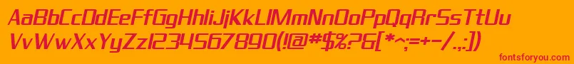 SF Theramin Gothic Oblique Font – Red Fonts on Orange Background