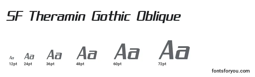 Размеры шрифта SF Theramin Gothic Oblique