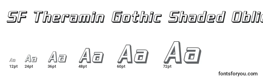 Größen der Schriftart SF Theramin Gothic Shaded Oblique
