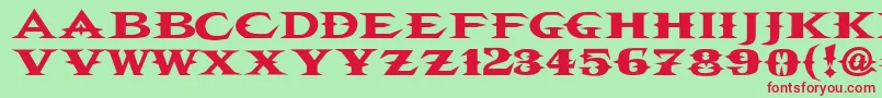Czcionka Vtcbelialsblade – czerwone czcionki na zielonym tle