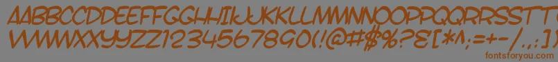 フォントSF Toontime B Italic – 茶色の文字が灰色の背景にあります。