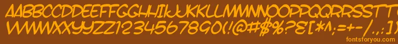 SF Toontime B Italic Font – Orange Fonts on Brown Background