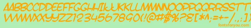 SF Toontime B Italic Font – Orange Fonts on Green Background