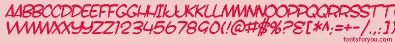 SF Toontime B Italic-Schriftart – Rote Schriften auf rosa Hintergrund