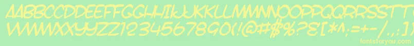 SF Toontime B Italic-Schriftart – Gelbe Schriften auf grünem Hintergrund