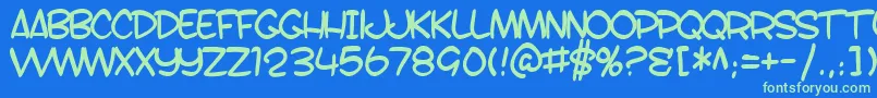 SF Toontime B Font – Green Fonts on Blue Background