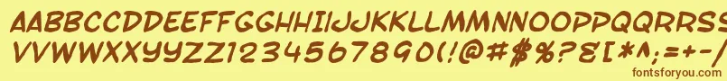 Fonte SF Toontime Blotch Bold Italic – fontes marrons em um fundo amarelo