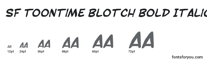 Tamanhos de fonte SF Toontime Blotch Bold Italic