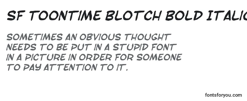 Review of the SF Toontime Blotch Bold Italic Font