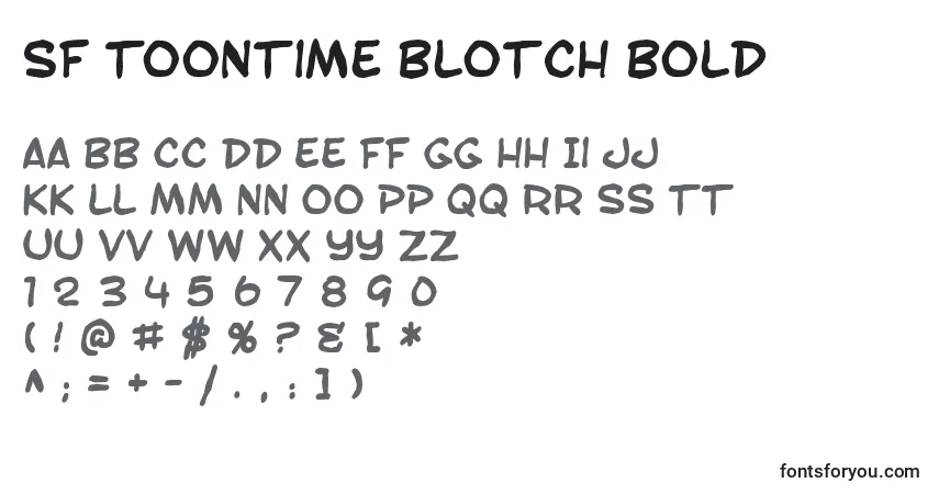 A fonte SF Toontime Blotch Bold – alfabeto, números, caracteres especiais