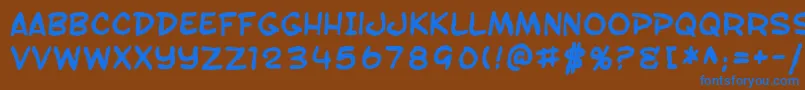 SF Toontime Blotch Bold-Schriftart – Blaue Schriften auf braunem Hintergrund