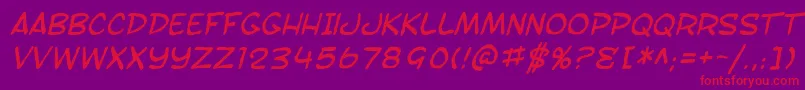 SF Toontime Blotch Italic Font – Red Fonts on Purple Background