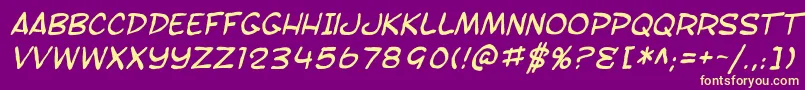 SF Toontime Blotch Italic Font – Yellow Fonts on Purple Background