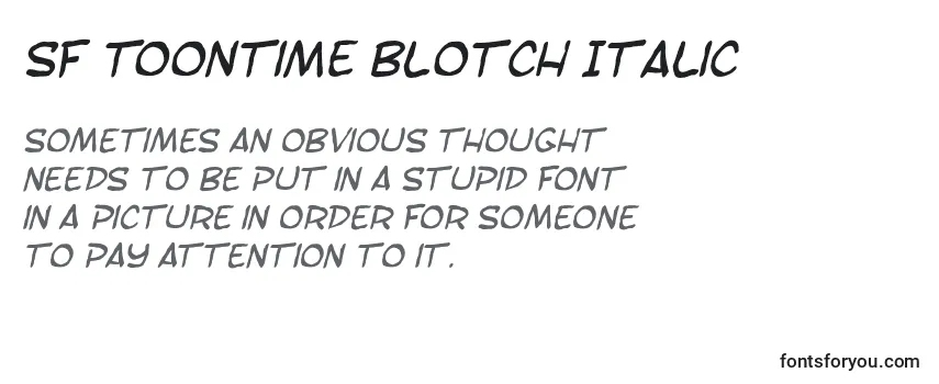 Review of the SF Toontime Blotch Italic Font