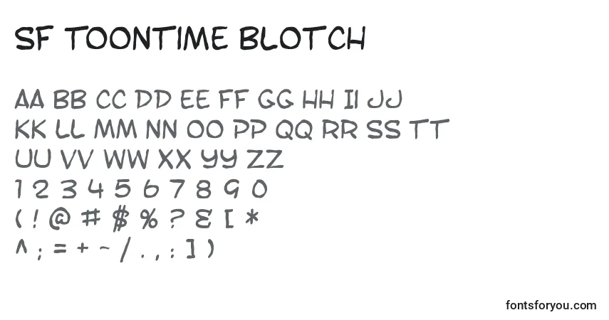 A fonte SF Toontime Blotch – alfabeto, números, caracteres especiais