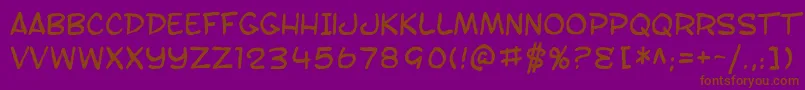 SF Toontime Blotch-Schriftart – Braune Schriften auf violettem Hintergrund