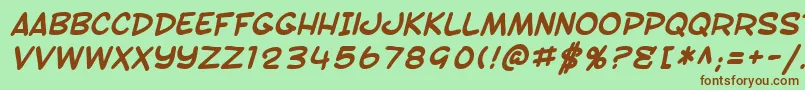 Fonte SF Toontime Bold Italic – fontes marrons em um fundo verde