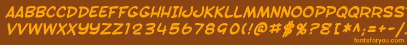 SF Toontime Bold Italic Font – Orange Fonts on Brown Background