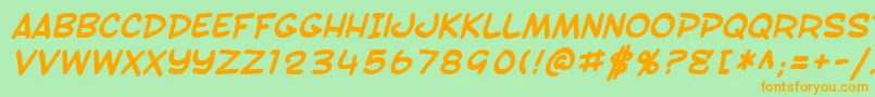 SF Toontime Bold Italic Font – Orange Fonts on Green Background