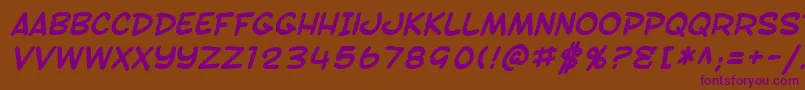 SF Toontime Bold Italic Font – Purple Fonts on Brown Background