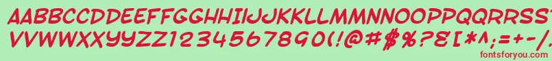 SF Toontime Bold Italic Font – Red Fonts on Green Background
