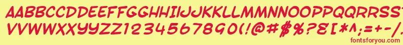 SF Toontime Bold Italic Font – Red Fonts on Yellow Background