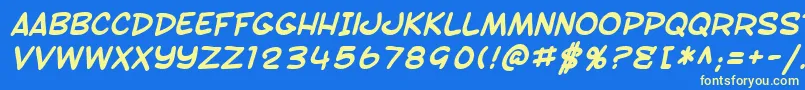 SF Toontime Bold Italic Font – Yellow Fonts on Blue Background