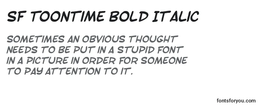 Überblick über die Schriftart SF Toontime Bold Italic