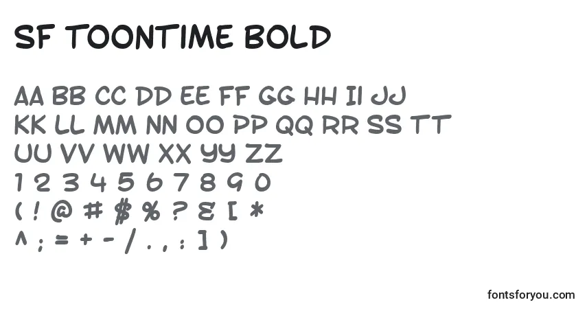 Schriftart SF Toontime Bold – Alphabet, Zahlen, spezielle Symbole