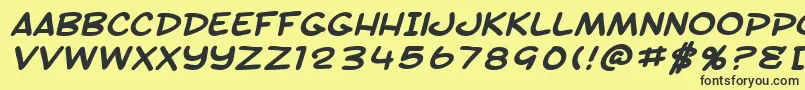 Fonte SF Toontime Extended Bold Italic – fontes pretas em um fundo amarelo