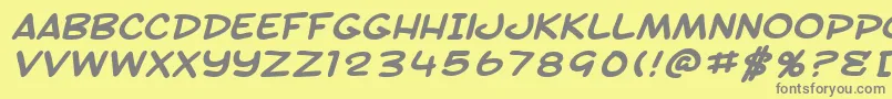 Fonte SF Toontime Extended Bold Italic – fontes cinzas em um fundo amarelo