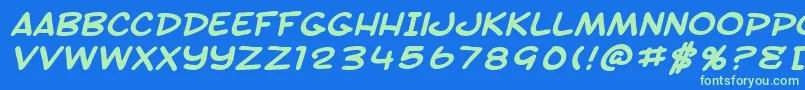 Шрифт SF Toontime Extended Bold Italic – зелёные шрифты на синем фоне