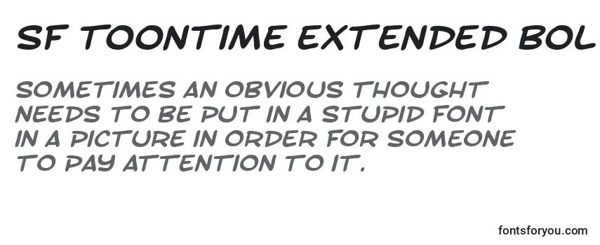 Review of the SF Toontime Extended Bold Italic Font