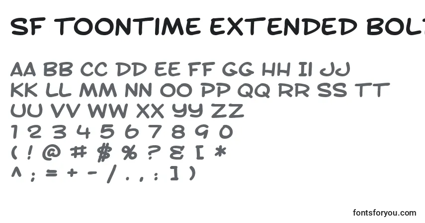 Czcionka SF Toontime Extended Bold – alfabet, cyfry, specjalne znaki