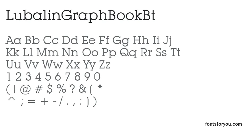 Czcionka LubalinGraphBookBt – alfabet, cyfry, specjalne znaki
