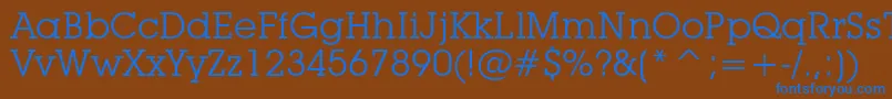 LubalinGraphBookBt-fontti – siniset fontit ruskealla taustalla