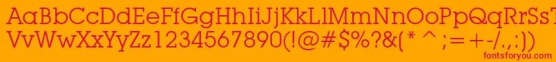 Czcionka LubalinGraphBookBt – czerwone czcionki na pomarańczowym tle
