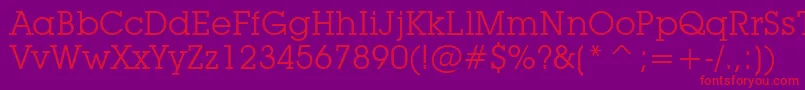 Fonte LubalinGraphBookBt – fontes vermelhas em um fundo violeta