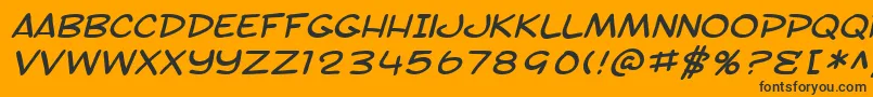 Fonte SF Toontime Extended Italic – fontes pretas em um fundo laranja