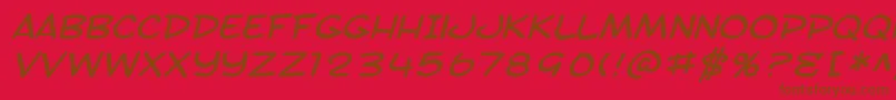 SF Toontime Extended Italic-Schriftart – Braune Schriften auf rotem Hintergrund
