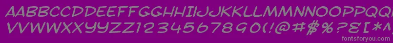 Fonte SF Toontime Extended Italic – fontes cinzas em um fundo violeta