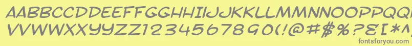 SF Toontime Extended Italic-fontti – harmaat kirjasimet keltaisella taustalla