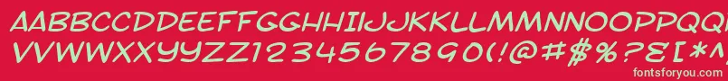 SF Toontime Extended Italic-fontti – vihreät fontit punaisella taustalla